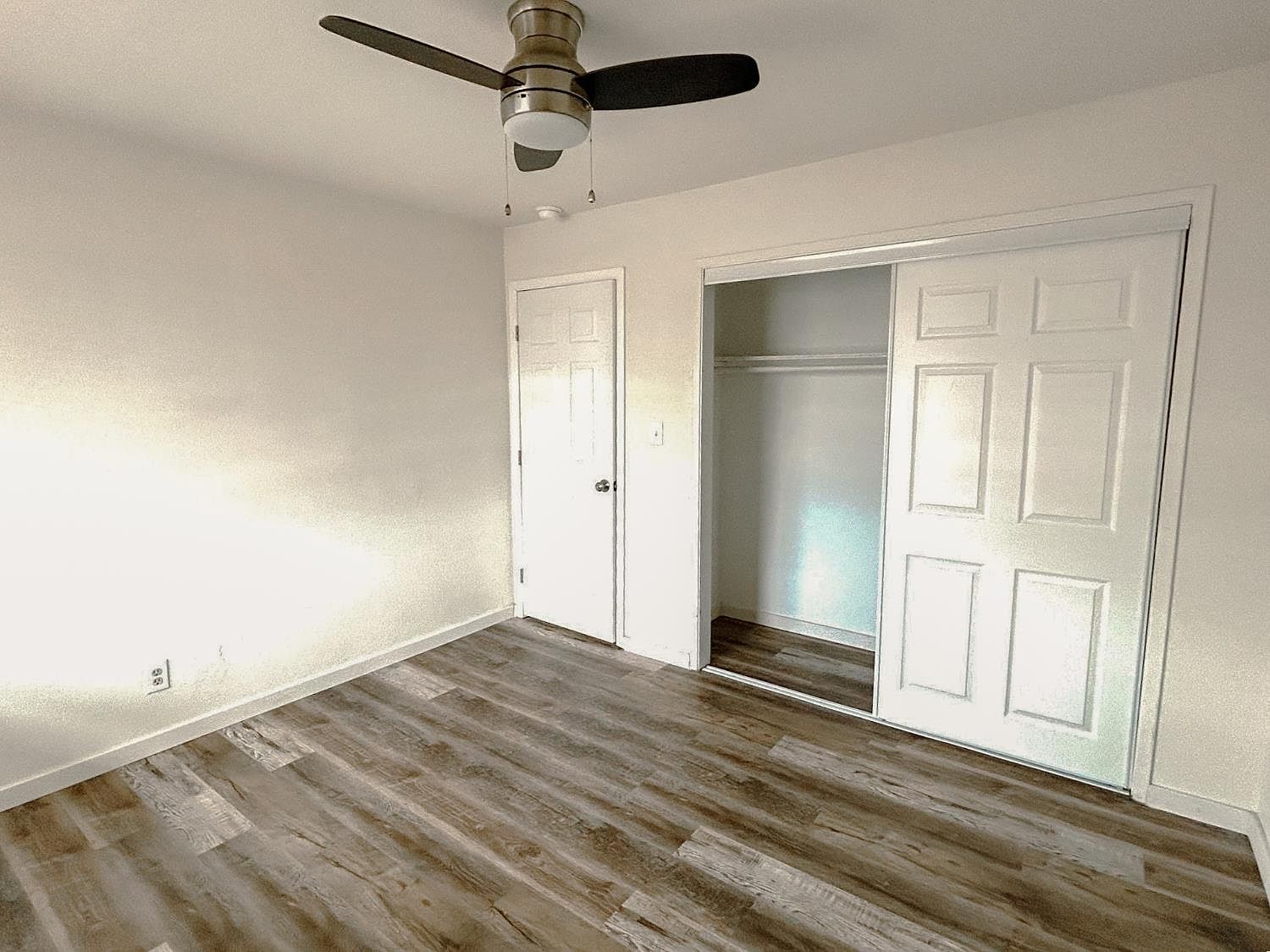 Bedroom with open closet
